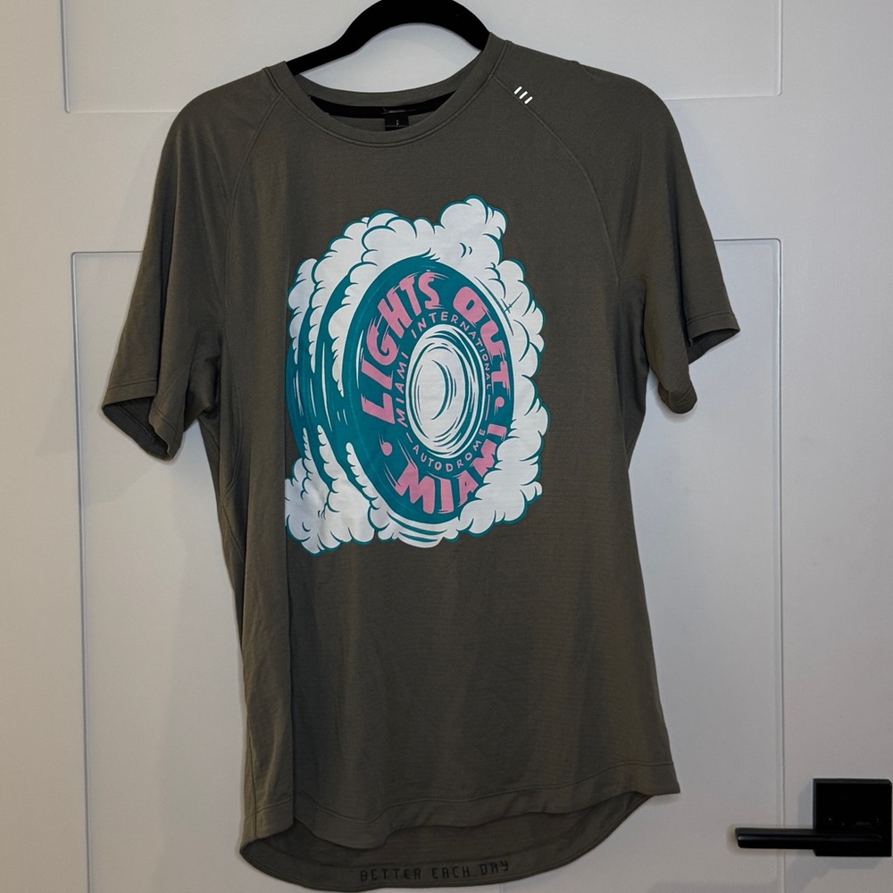 Lululemon Athletica Olive Graphic Tee f1 miami